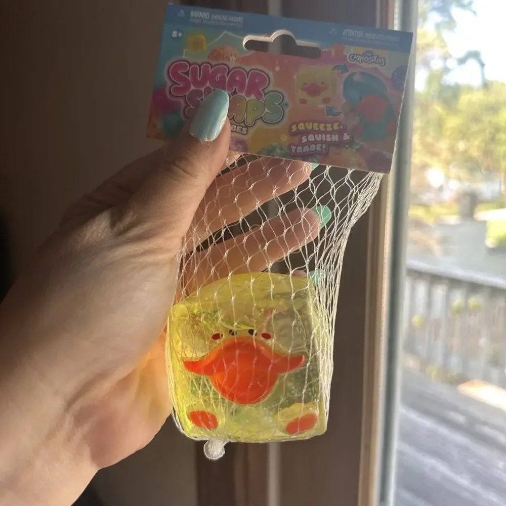 Sugar Swaps Duck Cubes Yellow Squeeze Squishy Tactile Toy, 5+ New